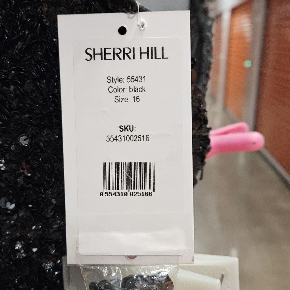 Sherri Hill #55431 Sequin Prom Gown, Size 16 BLACK and Size 6 PEACOCK - Picture 6 of 11
